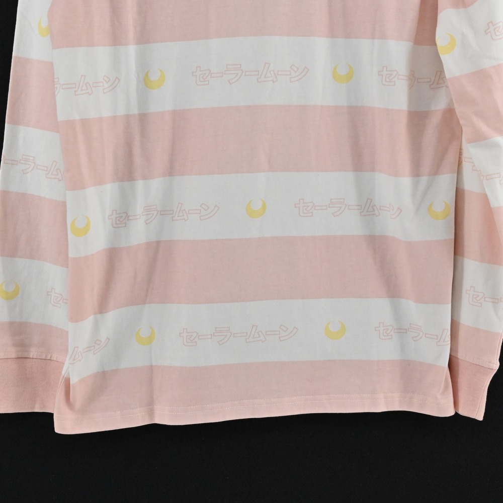 Sailor Moon Pink Stripe Polo Shirt Size M Anime BoxLunch Exclusive Long Sleeve - Picture 12 of 13